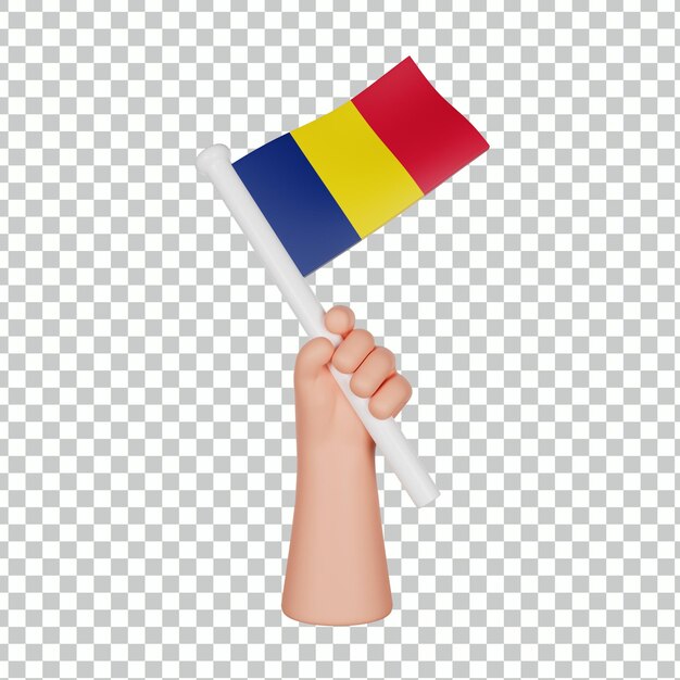 3d hand holding a flag of chad