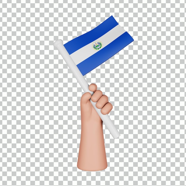 PSD mano 3d che tiene una bandiera della repubblica dominicana