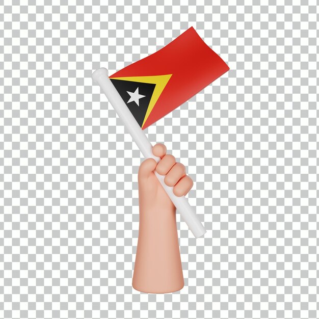 3d hand holding a flag of east timor