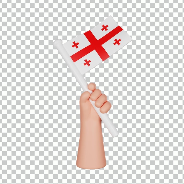 3D hand holding a flag of Georgia