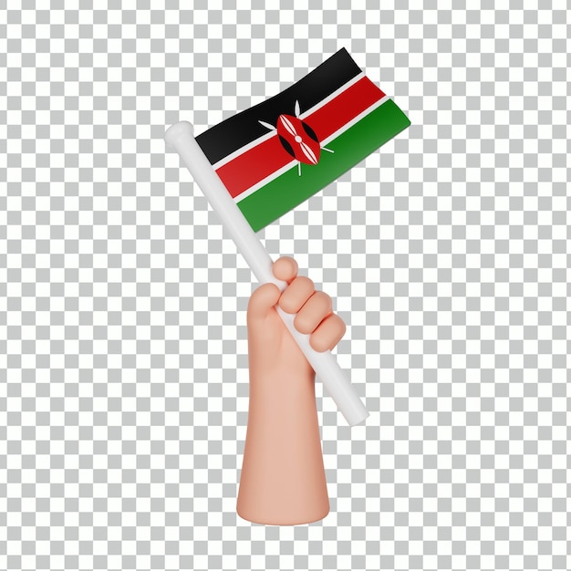 3d hand holding a flag of kenya