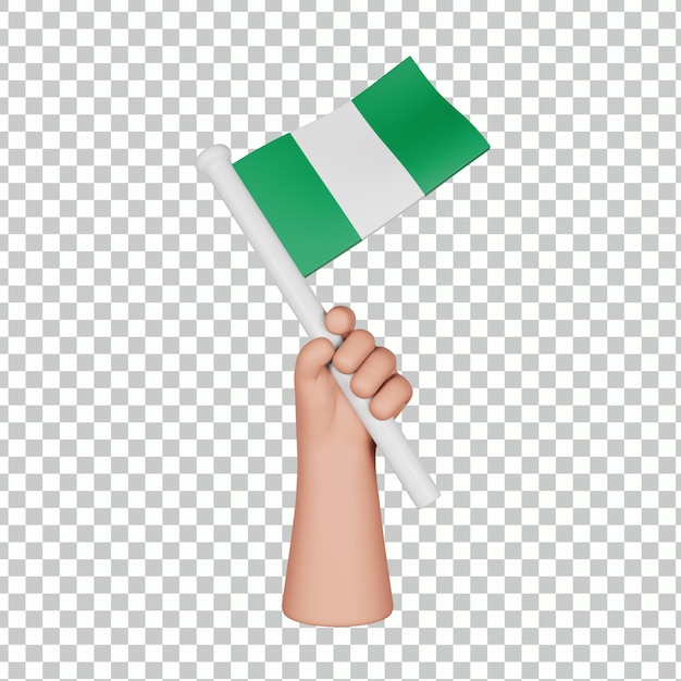 PSD 3d hand holding a flag of nigeria