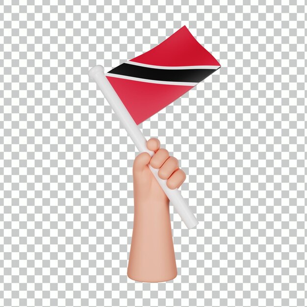 3d hand holding a flag of trinidad and tobago