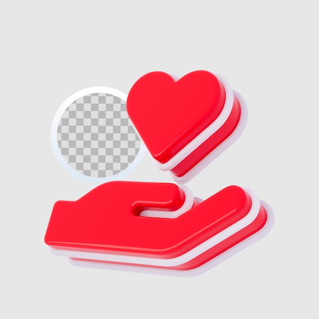 3d hand holding heart icon transparent background Premium Psd
