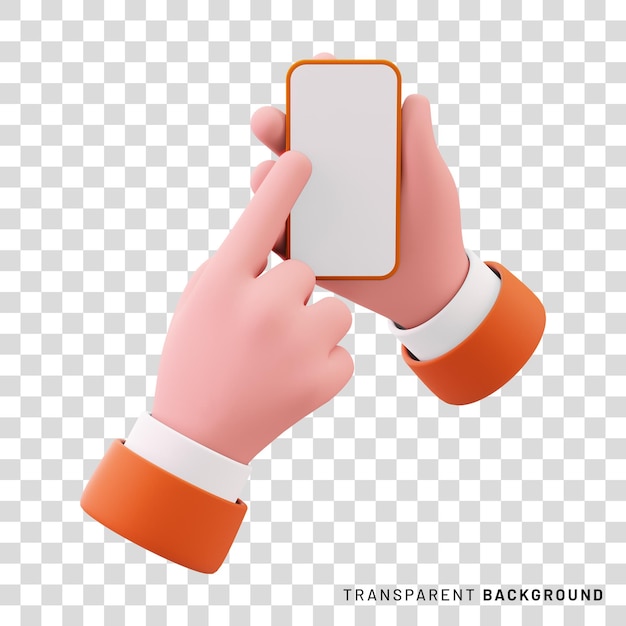 PSD 3d hand holding mobile phone with empty screen for promotion and text