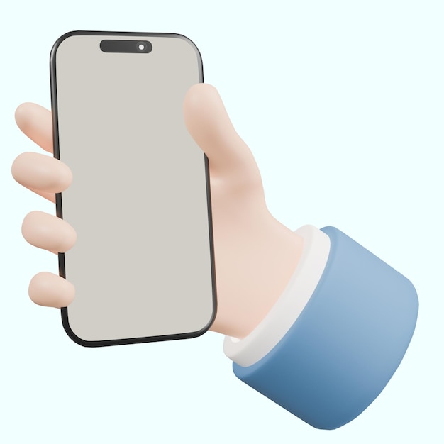 3d hand holding a phone