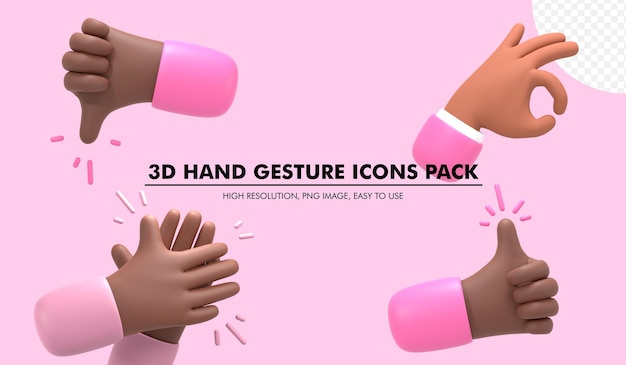 3d hand illustration gesture pack