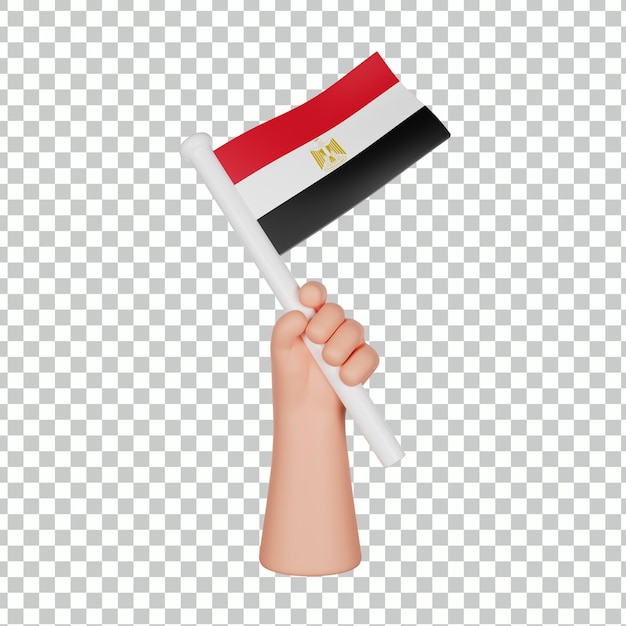 PSD 3d hand met een vlag van egypte