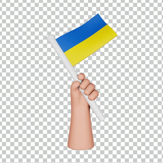 3D hand met een vlag van Oekraïne