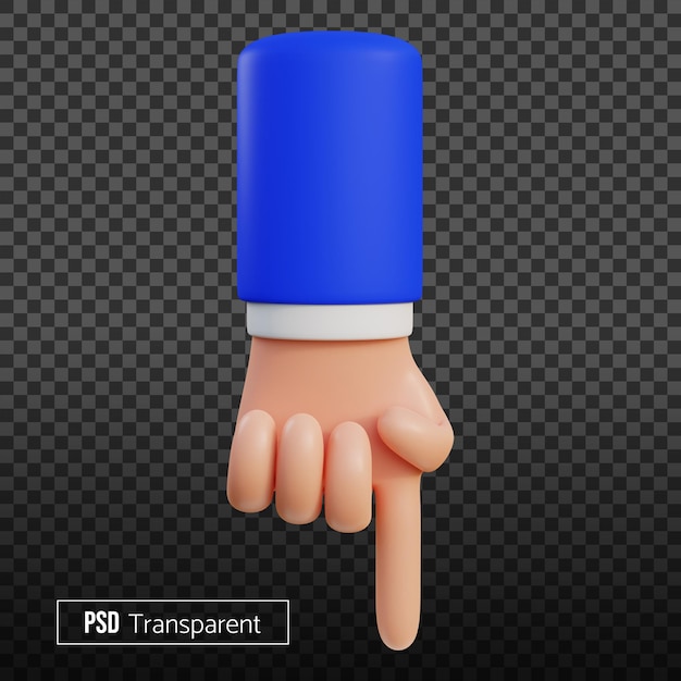 3d hand pointing index finger down