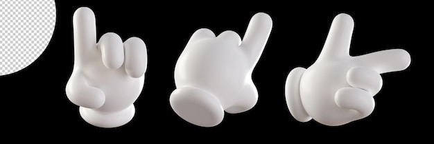 3D 손 포인팅 집게 손가락 오른쪽 왼쪽 직선 방향을 보여주는 제스처 만화 집게 손가락