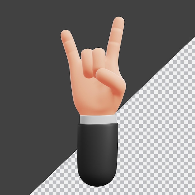 3d hand render transparent metal gesture