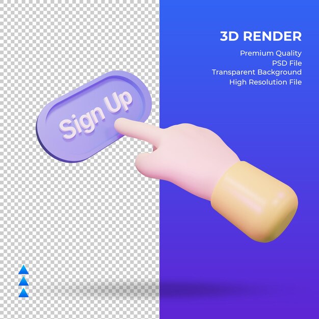 3d hand sign up rendering left view