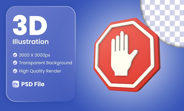 PSD 3d hand stopbord pictogram