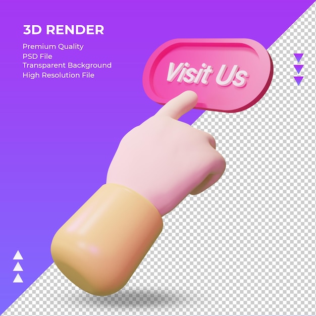 PSD 3d hand visit us rendering right view