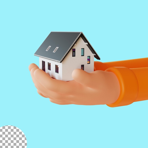 PSD 3d hand with house