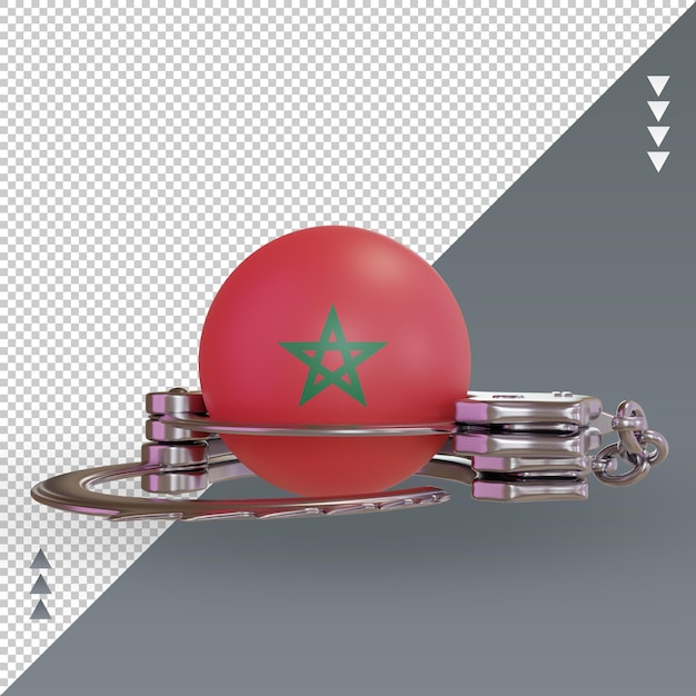 PSD 3d-handboeien marokko vlag rendering vooraanzicht