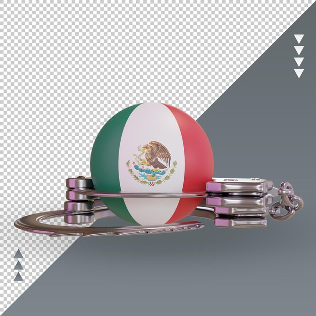 PSD 3d-handboeien mexico vlag rendering vooraanzicht