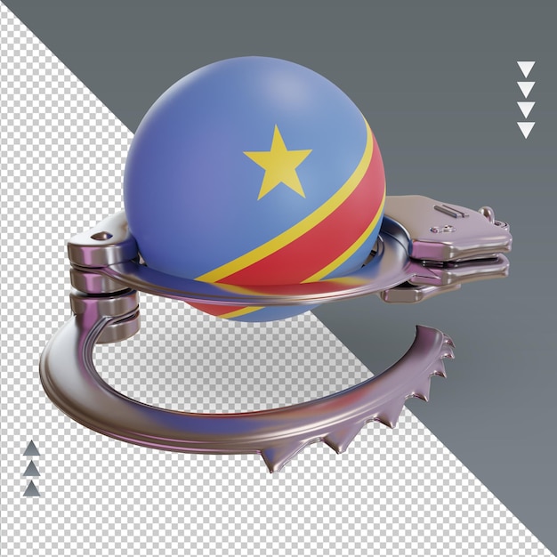 PSD 3d-handboeien vlag van democratische republiek congo rendering linker weergave