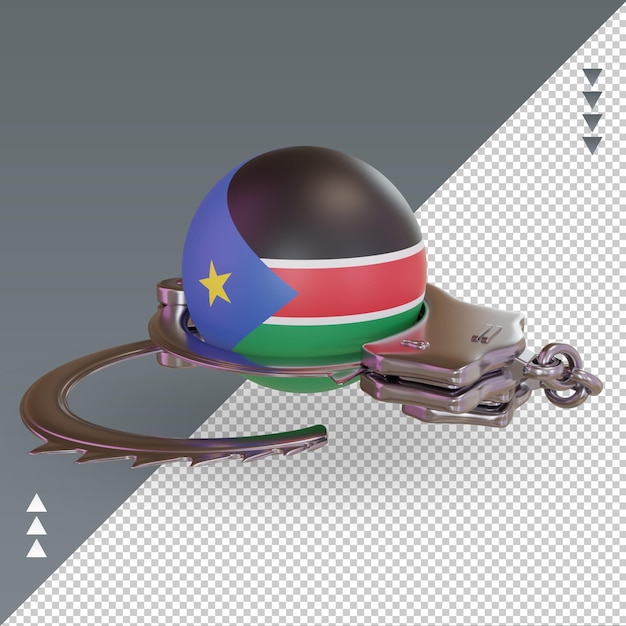 PSD 3d-handboeien zuid-soedan vlag rendering juiste weergave