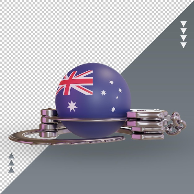 PSD 3d handcuff australia flag rendering front view