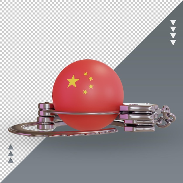 PSD 3d наручники китайский флаг рендеринг вид спереди
