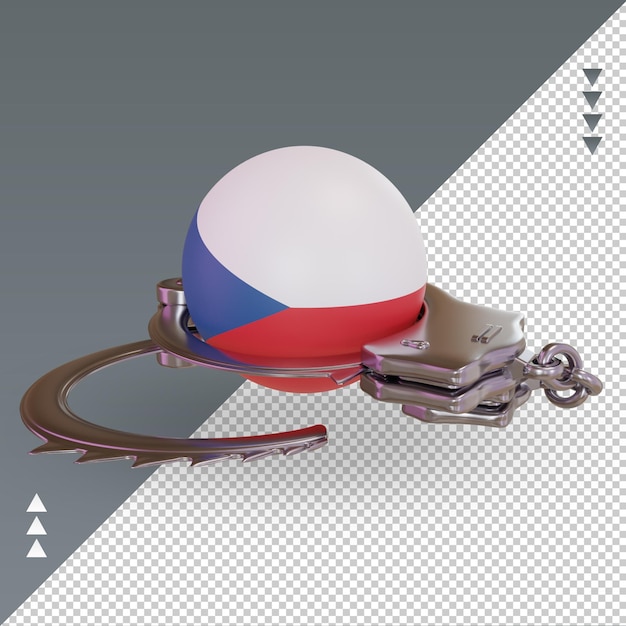 PSD 3d визуализация флага чешской республики наручники, вид справа