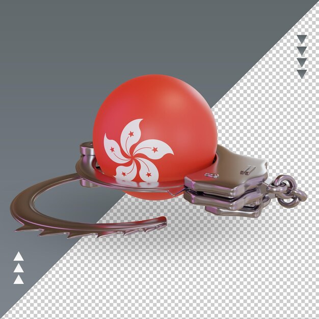 3d handcuff hongkong flag rendering right view