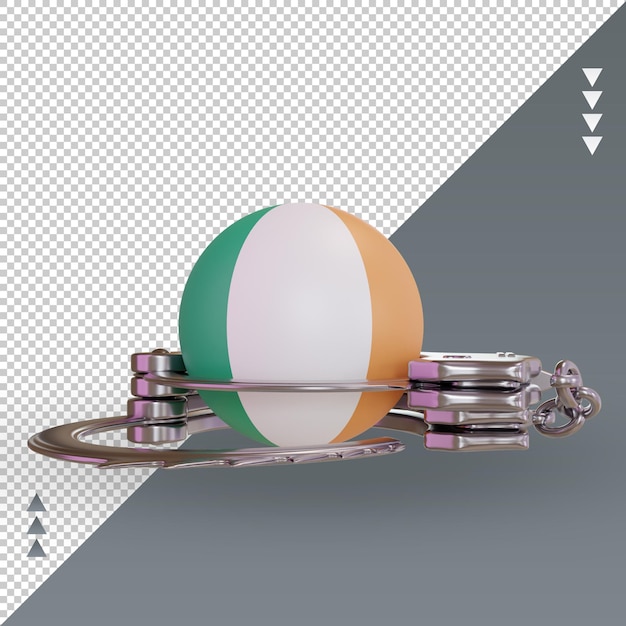 3d handcuff ireland flag rendering front view