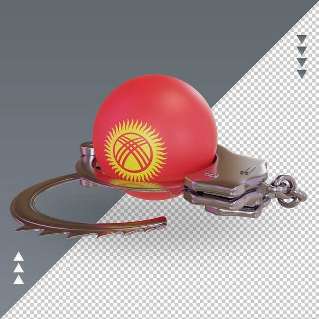 PSD 3d handcuff kyrgyzstan flag rendering right view