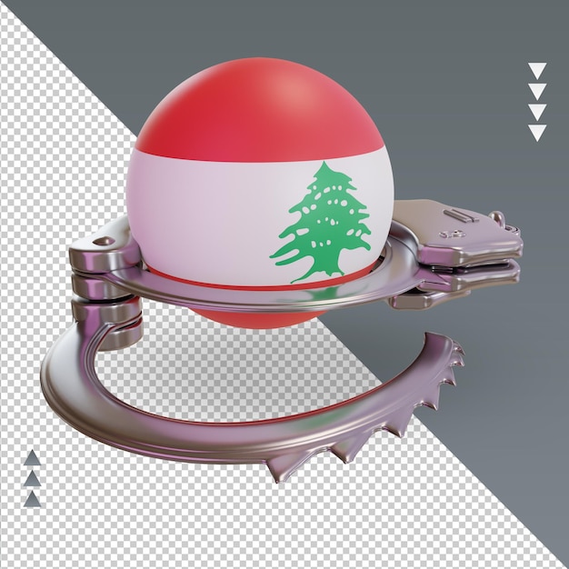 PSD 3d 수갑 레바논 국기 렌더링 왼쪽 보기