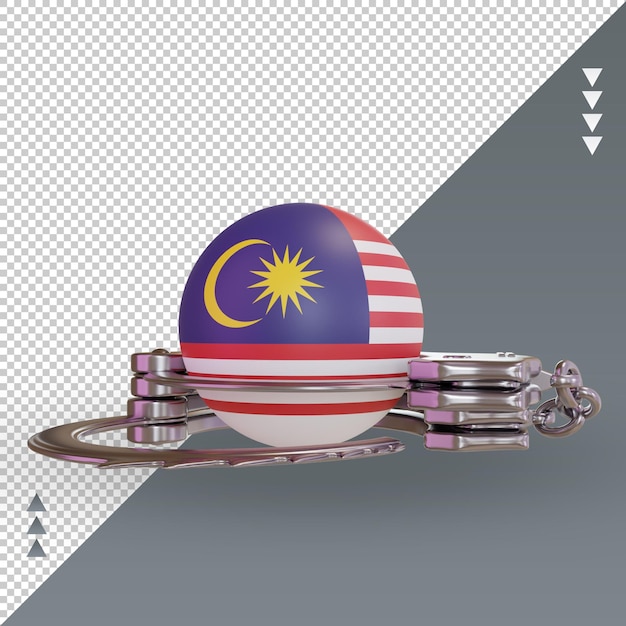 3d handcuff malaysia flag rendering front view