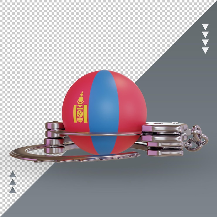 PSD 蒙古國旗 3d 手铐 顯示前景