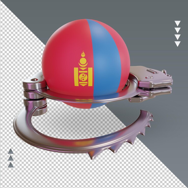 PSD 3d handcuff mongolia flag rendering left view
