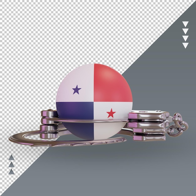 PSD 3d handcuff panama flag rendering front view