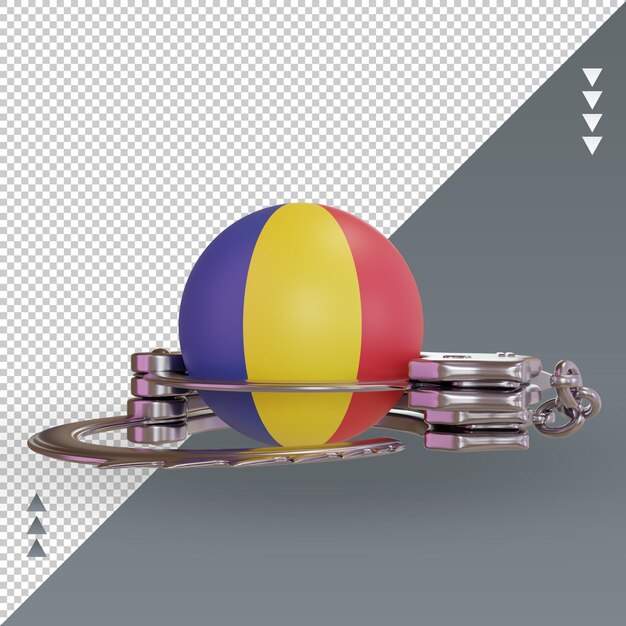 PSD 3d handcuff romania flag rendering front view