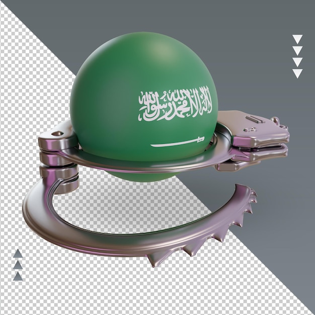3d handcuff Saudi Arabia flag rendering left view