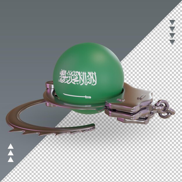 PSD 3d manette bandiera dell'arabia saudita che rende vista a destra