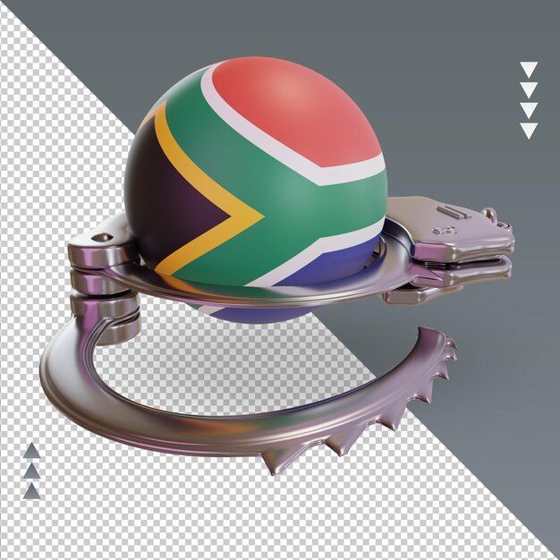 PSD 3d handcuff south africa flag rendering left view