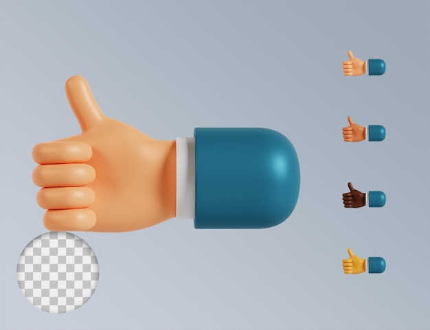 3D-handen duim omhoog gebaar collectie