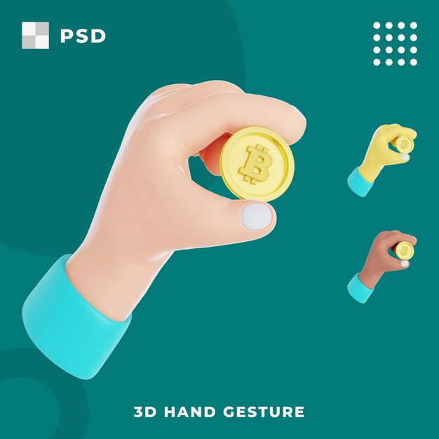 PSD 3d-handgebaar met greep bitcoin