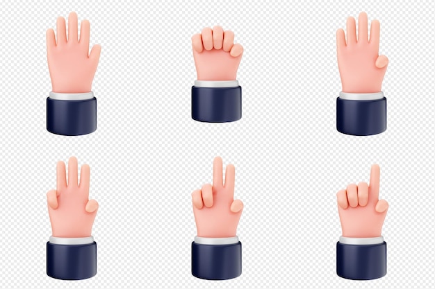 3d handgebaren icoon set bundel