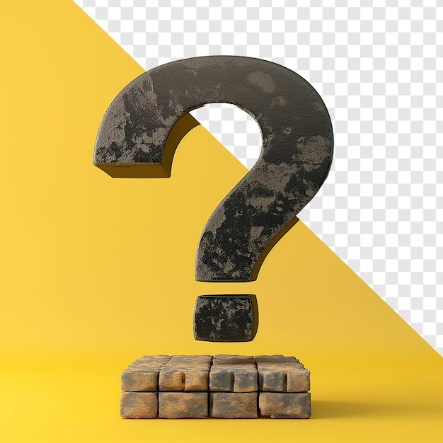 PSD 3d handmade brick texture question mark on yellow background