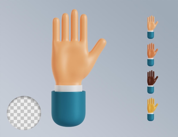 PSD 3d коллекция жестов руки привет