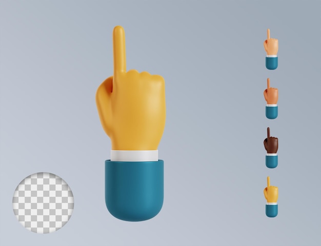 3d hands pointing index up gesture collection