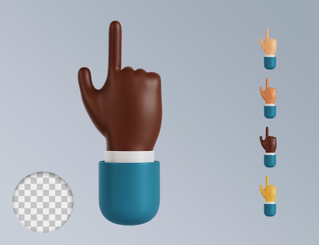 3d hands pointing index up tap gesture collection