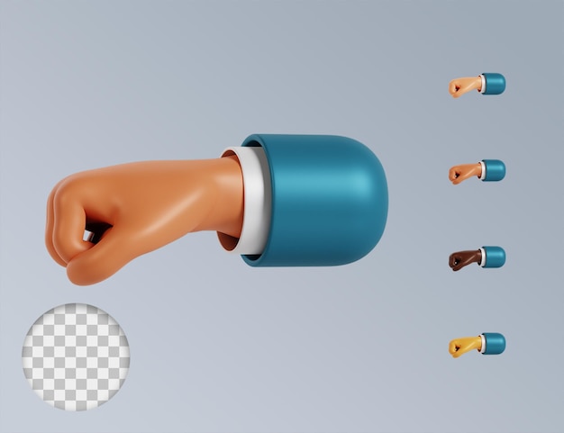 3d hands punch gesture collection