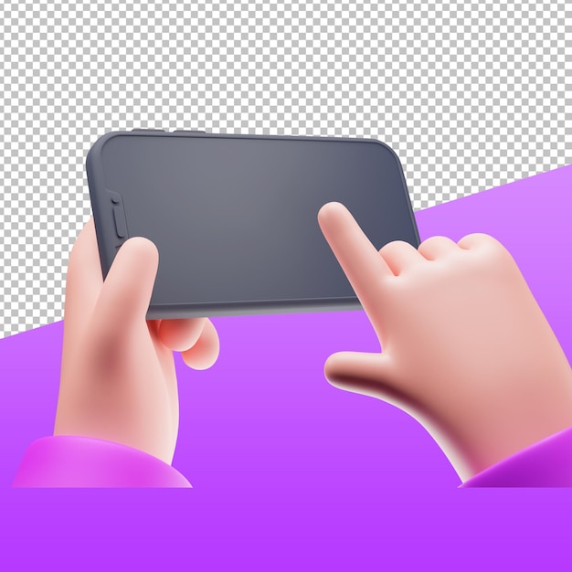 3D hands with phone, 3D rendering illustration