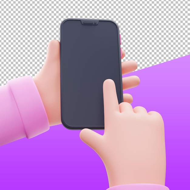 3D hands with phone, 3D rendering illustration