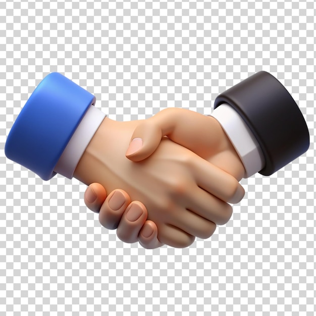 PSD 3d handshake between two businessman isolated on transparent background